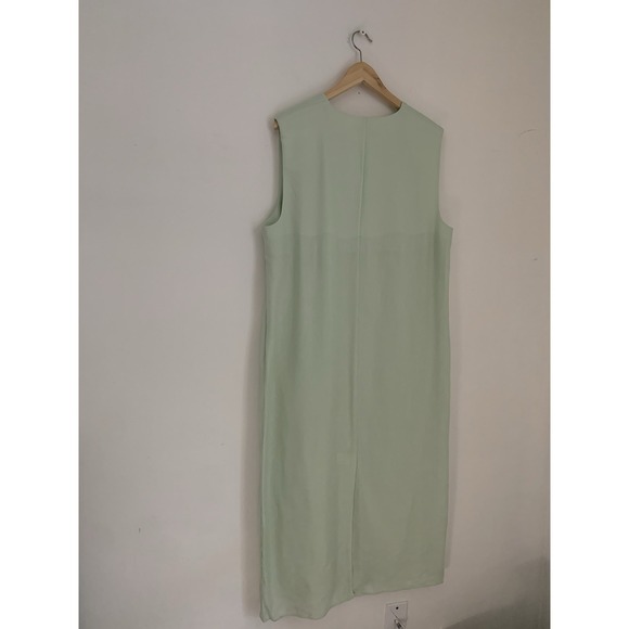 NWT Cos Vneck Linen Blend Sleeveless Light Mint Green Dress Sz 14 Maxi Lined